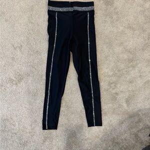 Black Leggings with Rhinestone Side Trim